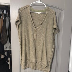 Beige Knit Short Sleeve Sweater